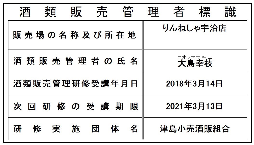 酒類販売標識